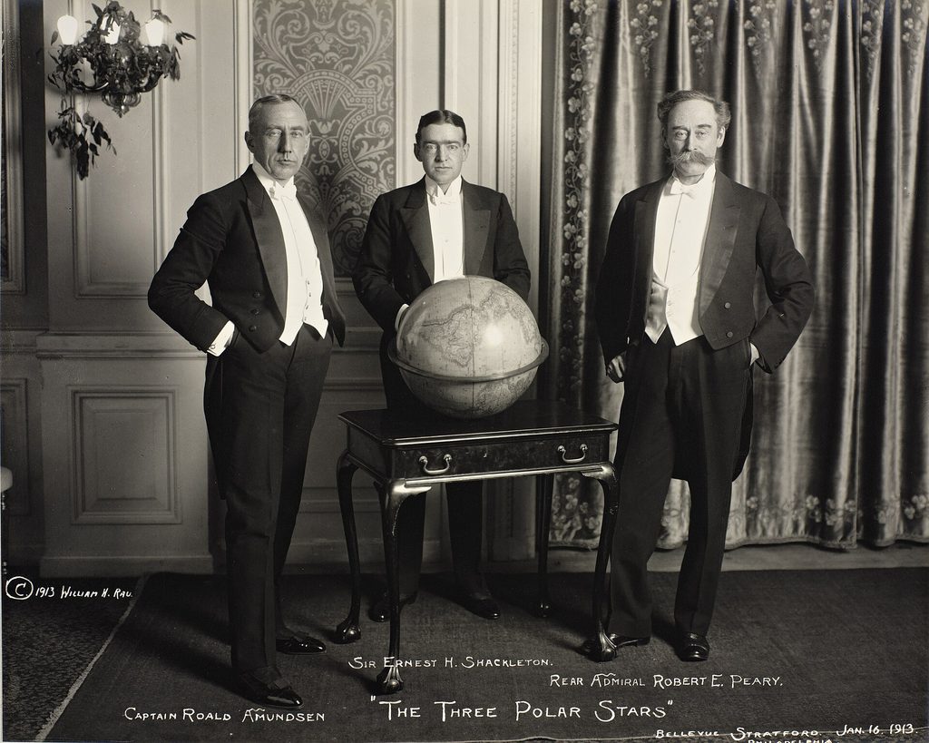 The Three Polar Stars: Amundsen, Ernest Shackleton, and Robert Peary, are pictured in Philadelphia in January 1913